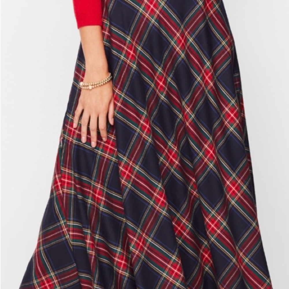 Plaid A-Line Skirt in Red and Blue